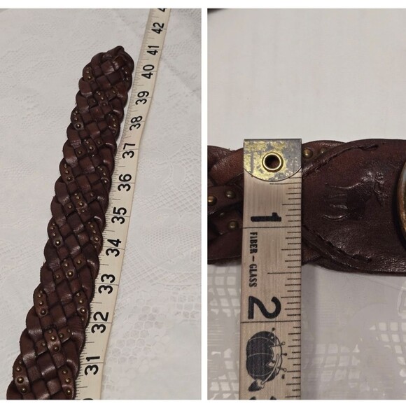 Abercrombie And Fitch Studded Brown Leather Braided Belt Boho Womens XS/S main image 7